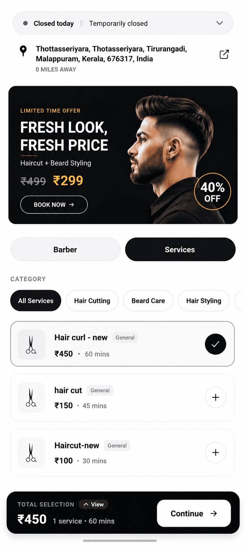 Salones booking app